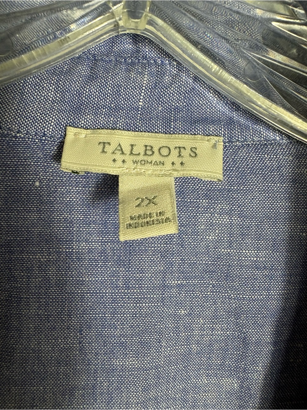 TALBOTS Linen Blend 3/4 Button Pullover Shirt in Blue Size 2X -- COASTAL VIBES!! - Picture 6 of 9
